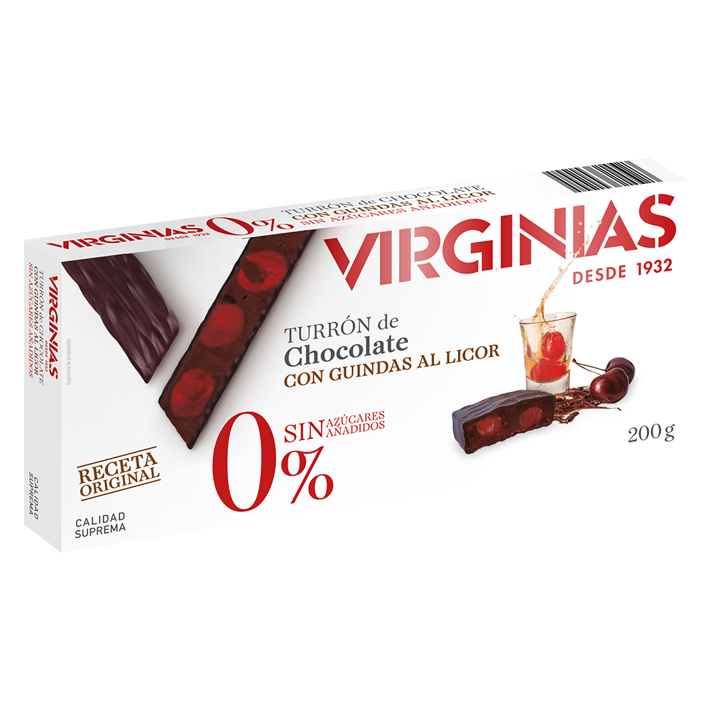 Turrón Trufado con Guindas al Licor 0% Azúcares Añadidos Virginias